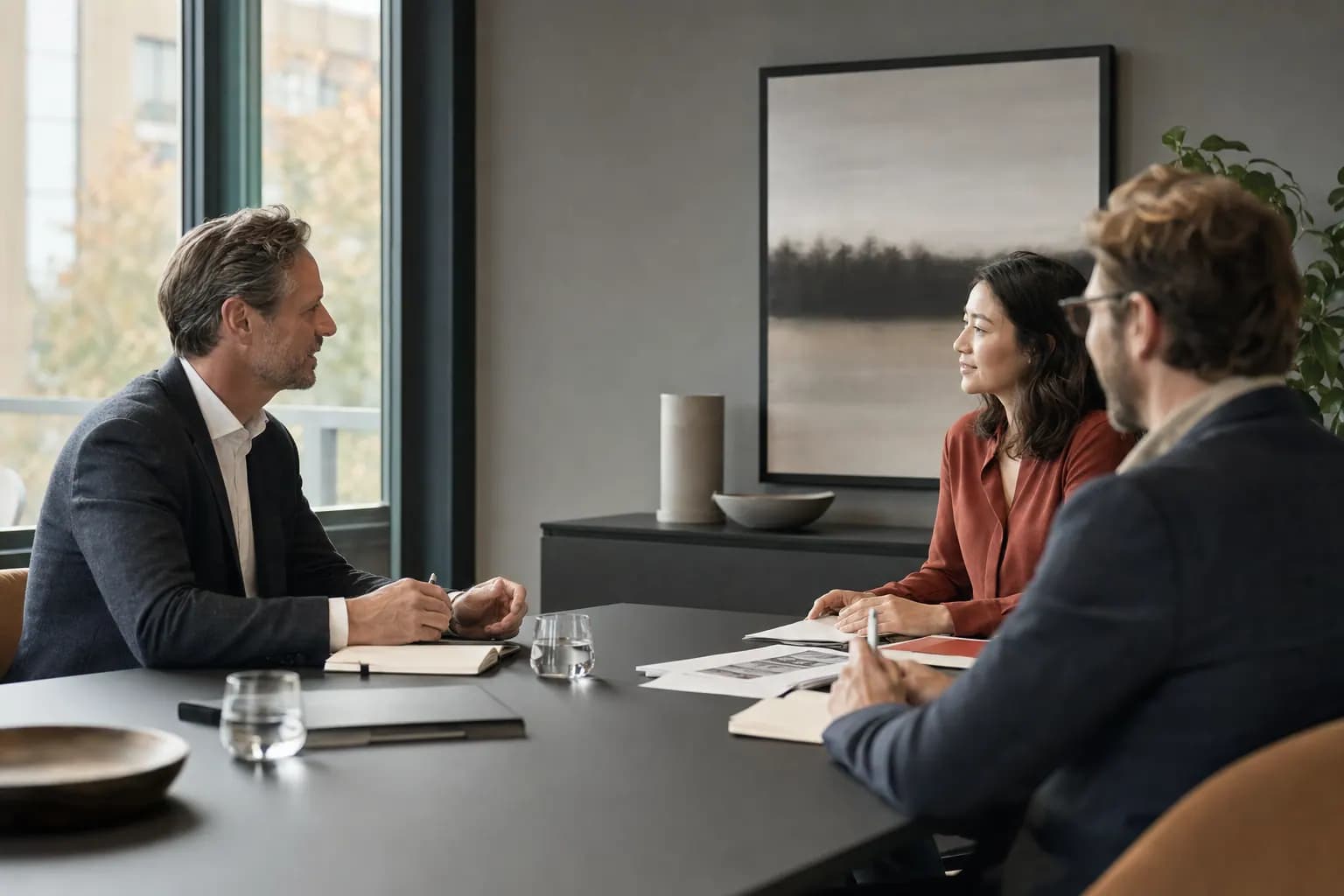 B2B-Vertriebsgespräch über Angebot und Preiseinwand in ruhigem Meetingraum